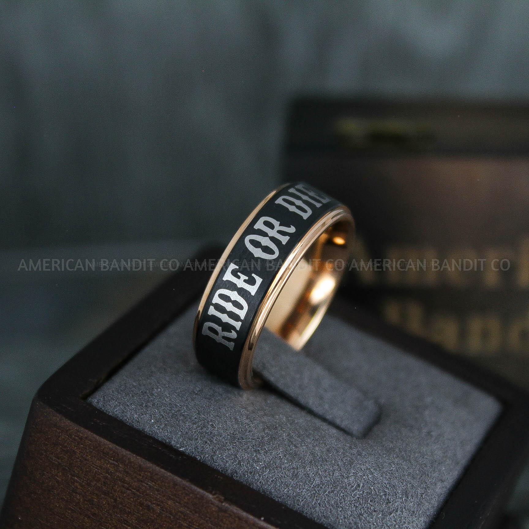 IMG_5138 Ride or Die Rings, Ride or Die, Ride or Die Wedding Rings, Ride or Die Wedding Bands, Black Wedding Rings, Black Wedding Bands, Biker Rings - Image 1