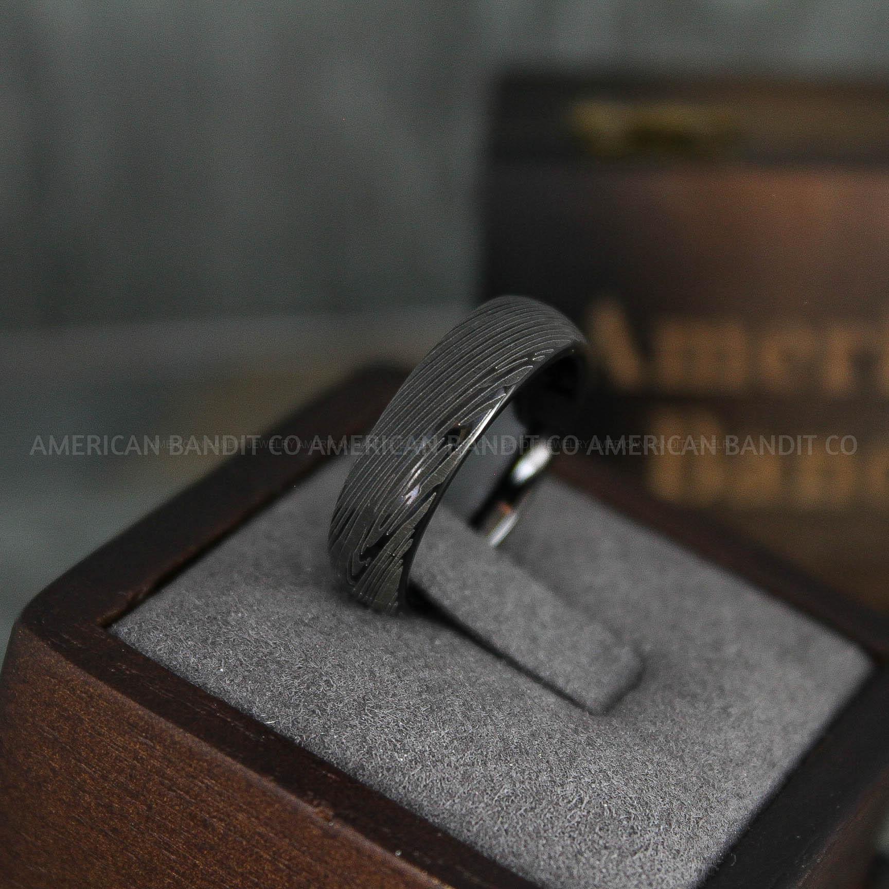 IMG_5141 Damascus Steel Ring, Damascus Steel Wedding Ring, Damascus Steel Wedding Band, Black Wedding Ring, Black Damascus Steel Wedding Ring - Image 1