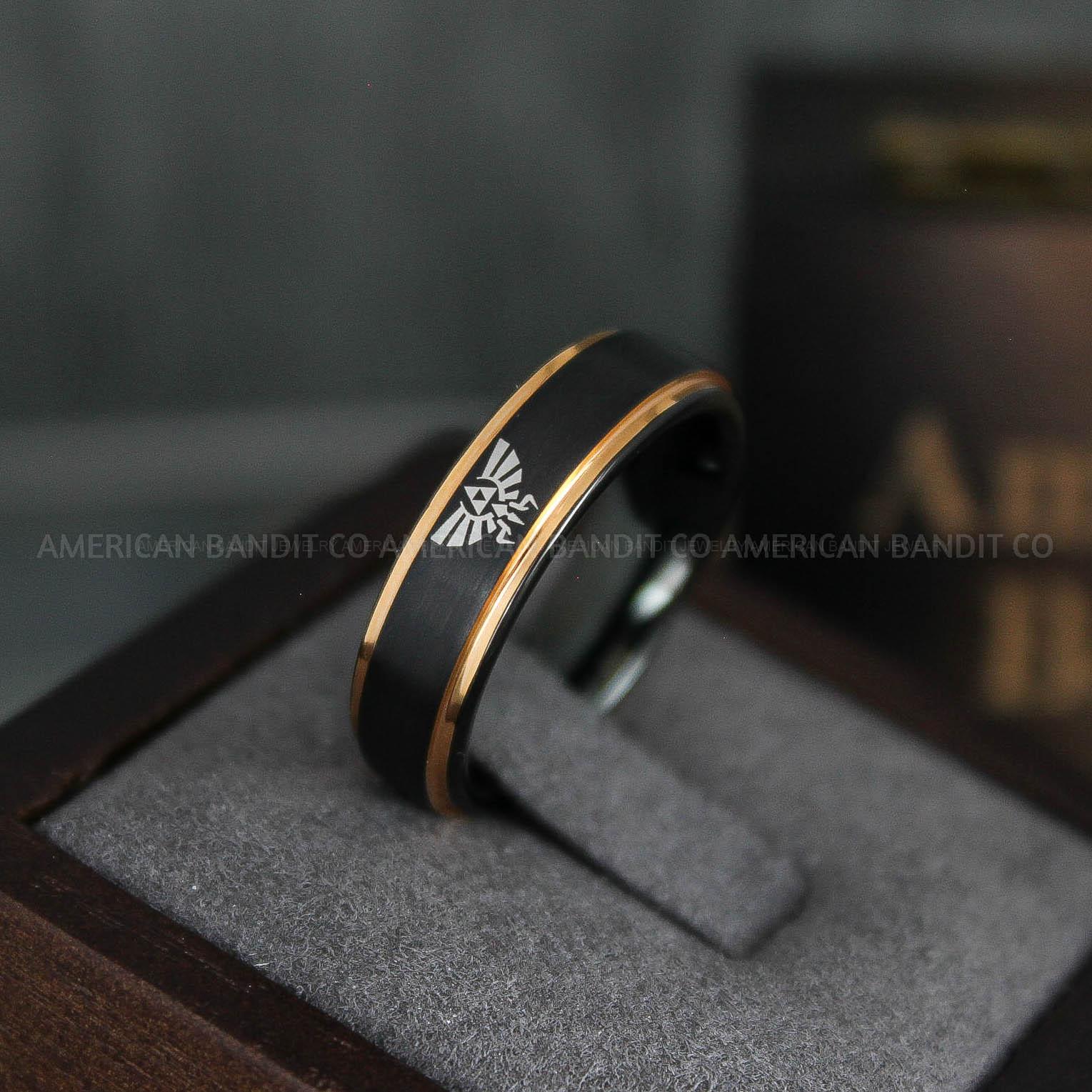IMG_5145 Zelda Ring, Zelda Wedding Ring, Gamer Ring, Gamer Jewelry, Zelda Wedding Band, Gamer Wedding Ring, Black Wedding Ring - Image 1
