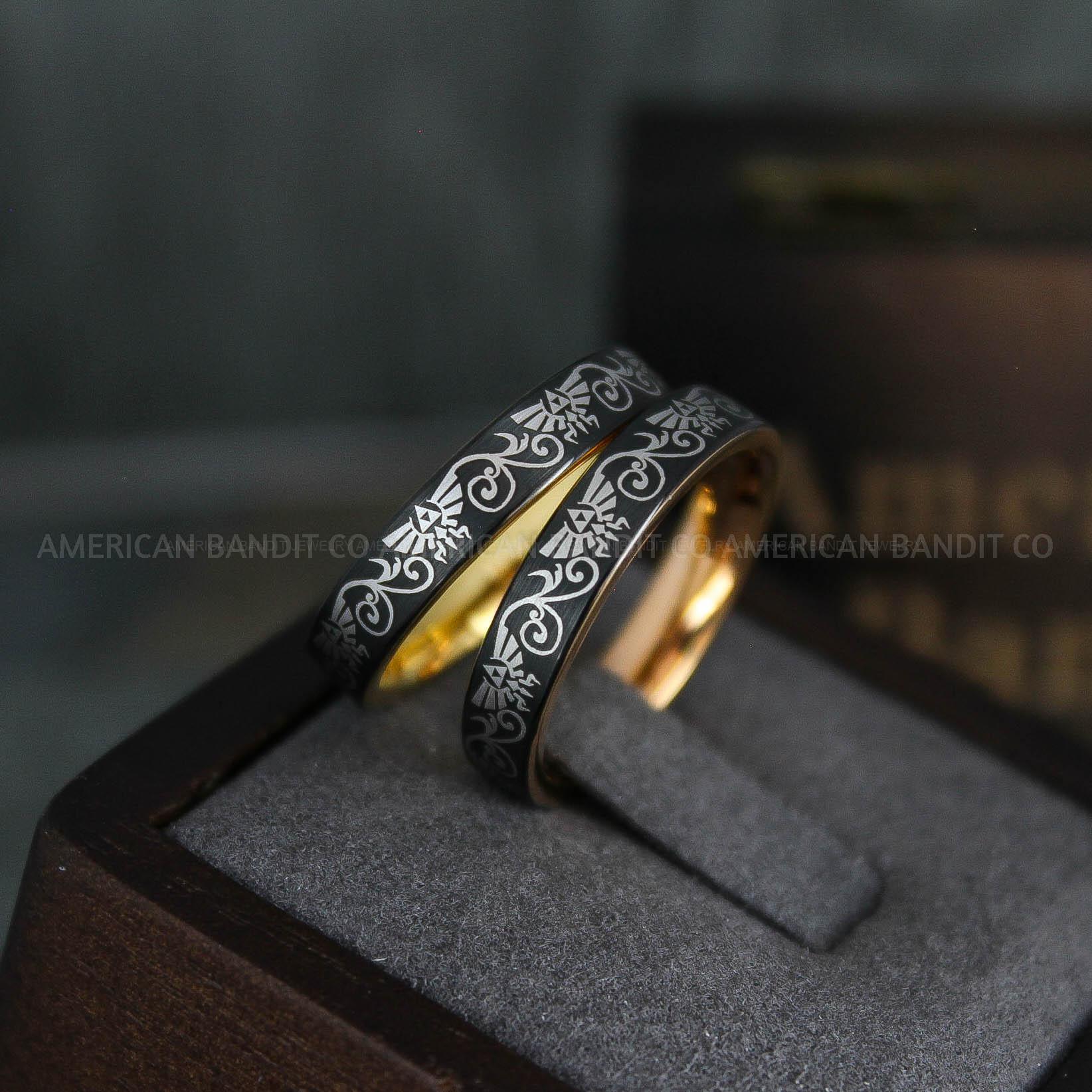 IMG_5149 Zelda Rings, Zelda Wedding Rings, Couple Rings, Gamer Rings, Gamer Jewelry, Zelda Wedding Bands, Gamer Wedding Rings, Black Wedding Rings - Image 1