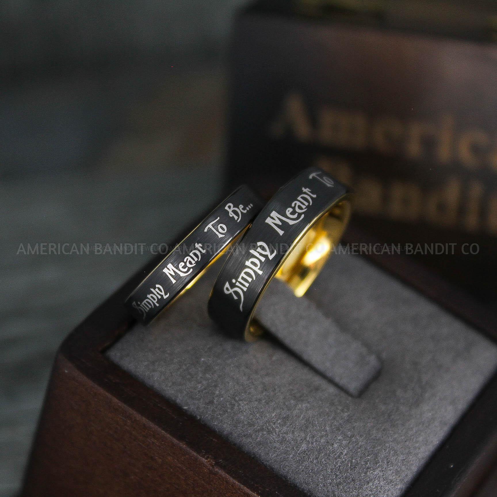IMG_5169 Simply Meant To Be Rings, Black Wedding Bands, Black Wedding Rings, Couple Rings, Couple Jewelry, His and Her Rings, Matching Rings Couple Wedding Ring Couple Jewelry - Image 1