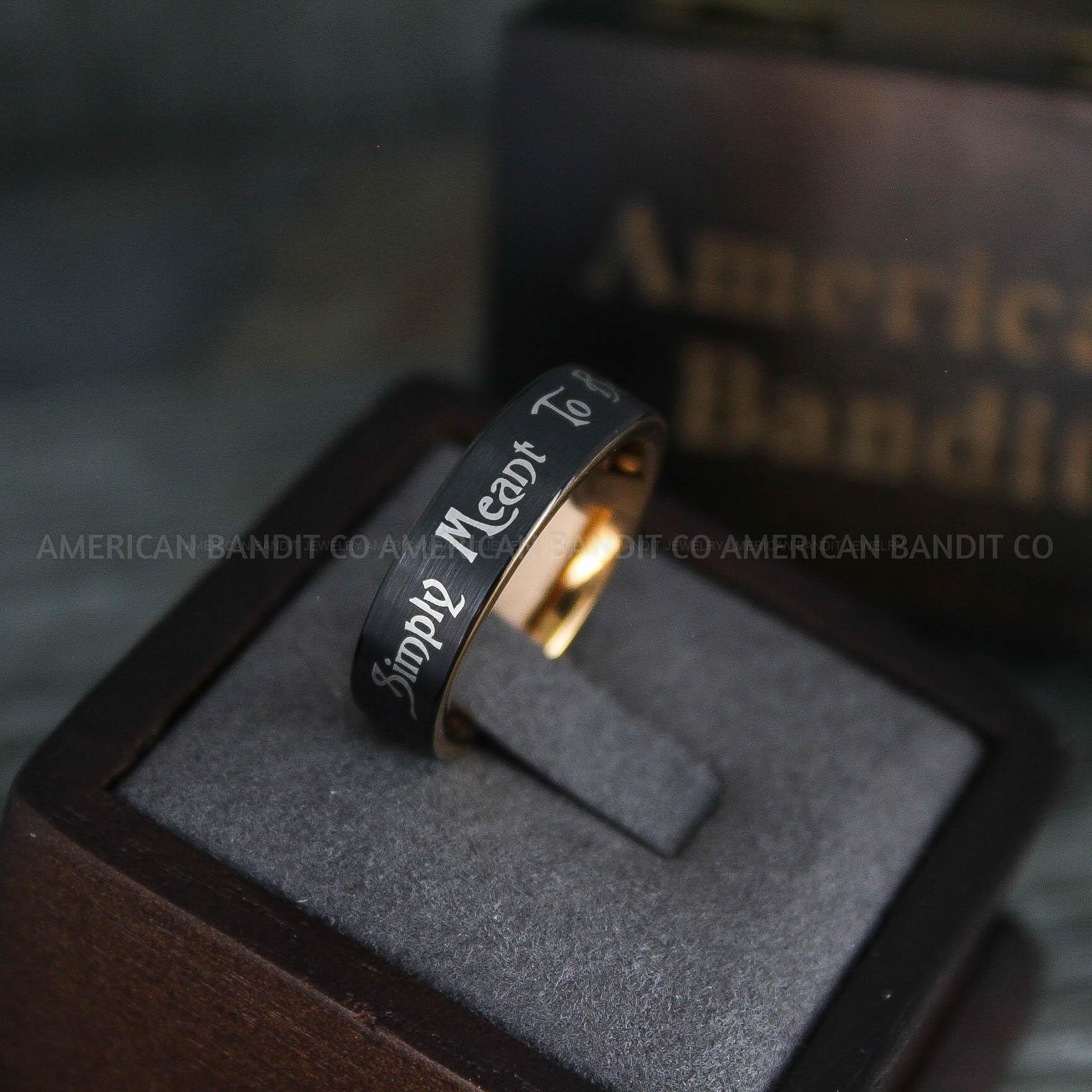 IMG_5170 Simply Meant To Be Ring, Black Wedding Band, Black Wedding Ring, Rose Gold Wedding Band - Image 1
