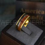 Wood Ring, Wood Wedding Band, Wood Wedding Ring, Yellow Gold Wedding Ring, Yellow Gold Wedding Band