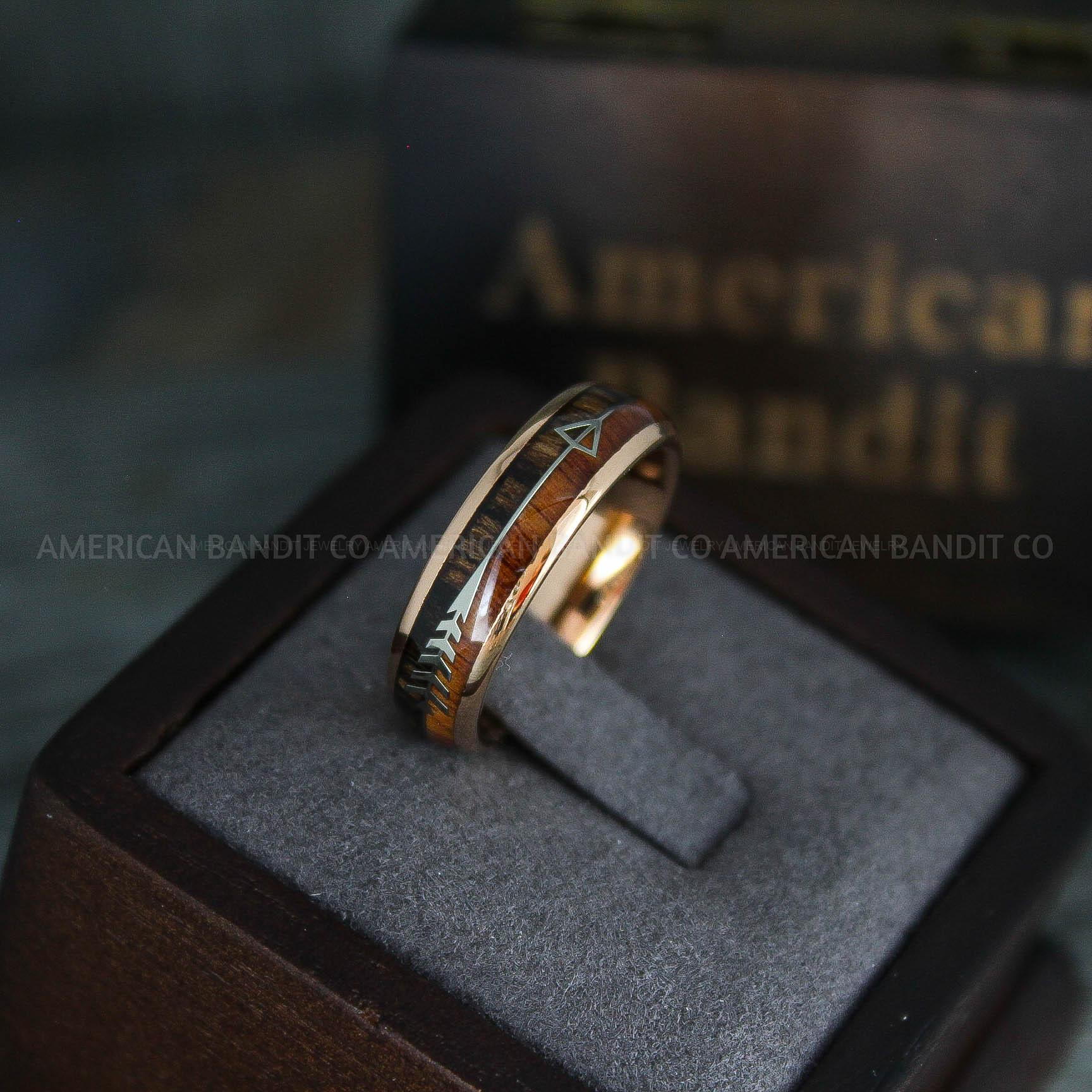 IMG_5186 Wood Ring, Wood Wedding Band, Wood Wedding Ring, Rose Gold Wedding Ring, Rose Gold Wedding Band - Image 1