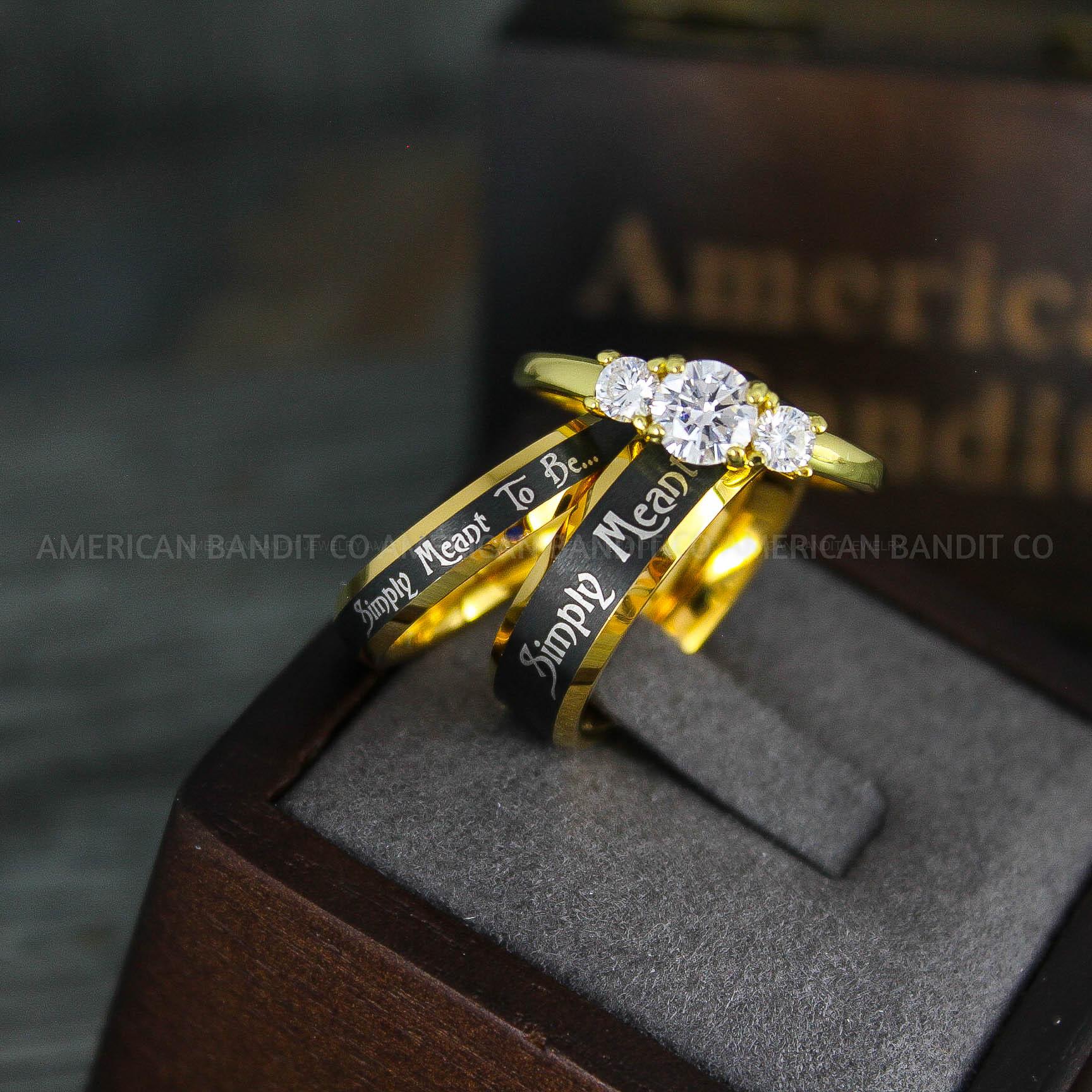 IMG_5190 Simply Meant To Be Rings, Black Wedding Bands, Black Wedding Rings, Couple Rings, Couple Jewelry, His and Her Rings, Matching Rings Couple Wedding Ring Couple Jewelry - Image 1