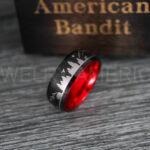 Forest Ring, Mountain Range Ring, Mountains Scene Ring, Wolf Ring, Bears Ring, Hunting Wedding Band - Image 3