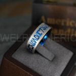 Aurebesh Ring, Aurebesh Wedding Band, Blue Wedding Band, Aurebesh Wedding Ring, Aurebesh Jewelry