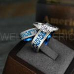 Aurebesh Rings, Aurebesh Wedding Bands, Blue Wedding Bands, Aurebesh Wedding Rings, Aurebesh Jewelry