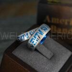 Aurebesh Rings, Aurebesh Wedding Bands, Blue Wedding Bands, Aurebesh Wedding Rings, Aurebesh Jewelry