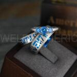 Aurebesh Rings, Aurebesh Wedding Bands, Blue Wedding Bands, Aurebesh Wedding Rings, Aurebesh Jewelry