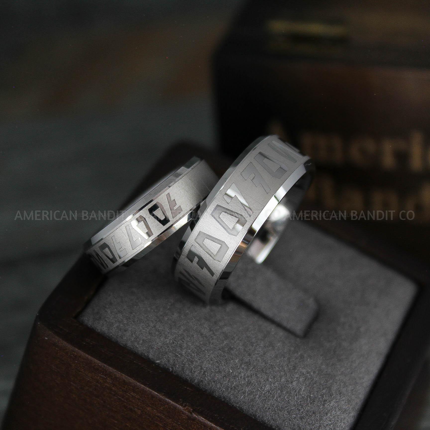 IMG_5241 Aurebesh Rings, Aurebesh Wedding Bands, Silver Wedding Bands, Aurebesh Wedding Rings, Aurebesh Jewelry - Image 1