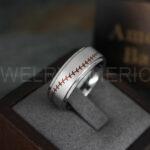 Baseball Ring, Baseball Wedding Ring, Baseball Wedding Band, Red Ring, Red Wedding Band, Red Baseball Wedding Band, Baseball Jewelry