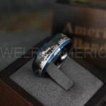 Fishing Ring, Fishing Scene Ring, Fishing Wedding Band, Mountains Scene Ring, Fisherman Ring