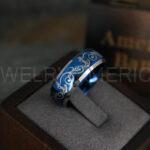 Nautical Rings, Anchor Rings, Blue Anchor Rings, Blue Couple Wedding Rings, Blue Nautical Rings, Blue Wedding Bands, Blue Anchor Tungsten Rings - Image 3