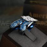 Nautical Rings, Anchor Rings, Blue Anchor Rings, Blue Couple Wedding Rings, Blue Nautical Rings, Blue Wedding Bands, Blue Anchor Tungsten Rings