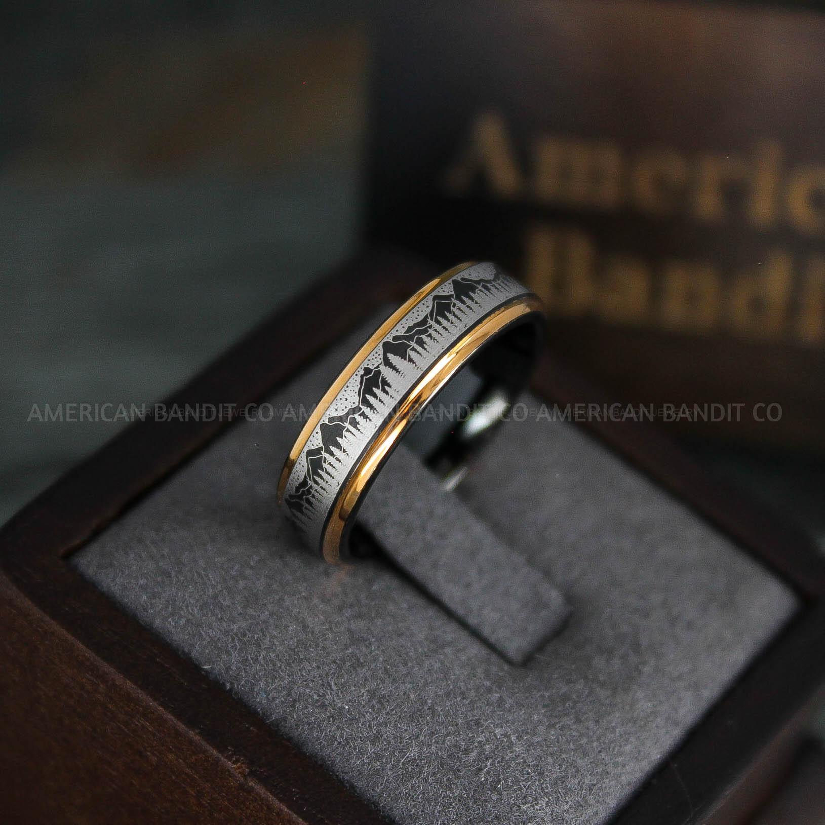 IMG_5309 Forest Scene Ring, Forest Ring, Fir Tree Ring, Forest Jewelry, Mountain Range Ring, Mountains Scene Ring - Image 1