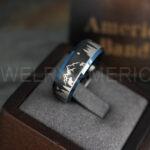 Forest Ring, Mountain Range Ring, Mountains Scene Ring, Wolf Ring, Bears Ring, Hunting Wedding Band