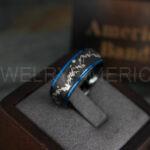 Forest Ring, Mountain Range Ring, Mountains Scene Ring, Wolf Ring, Hunting Wedding Band