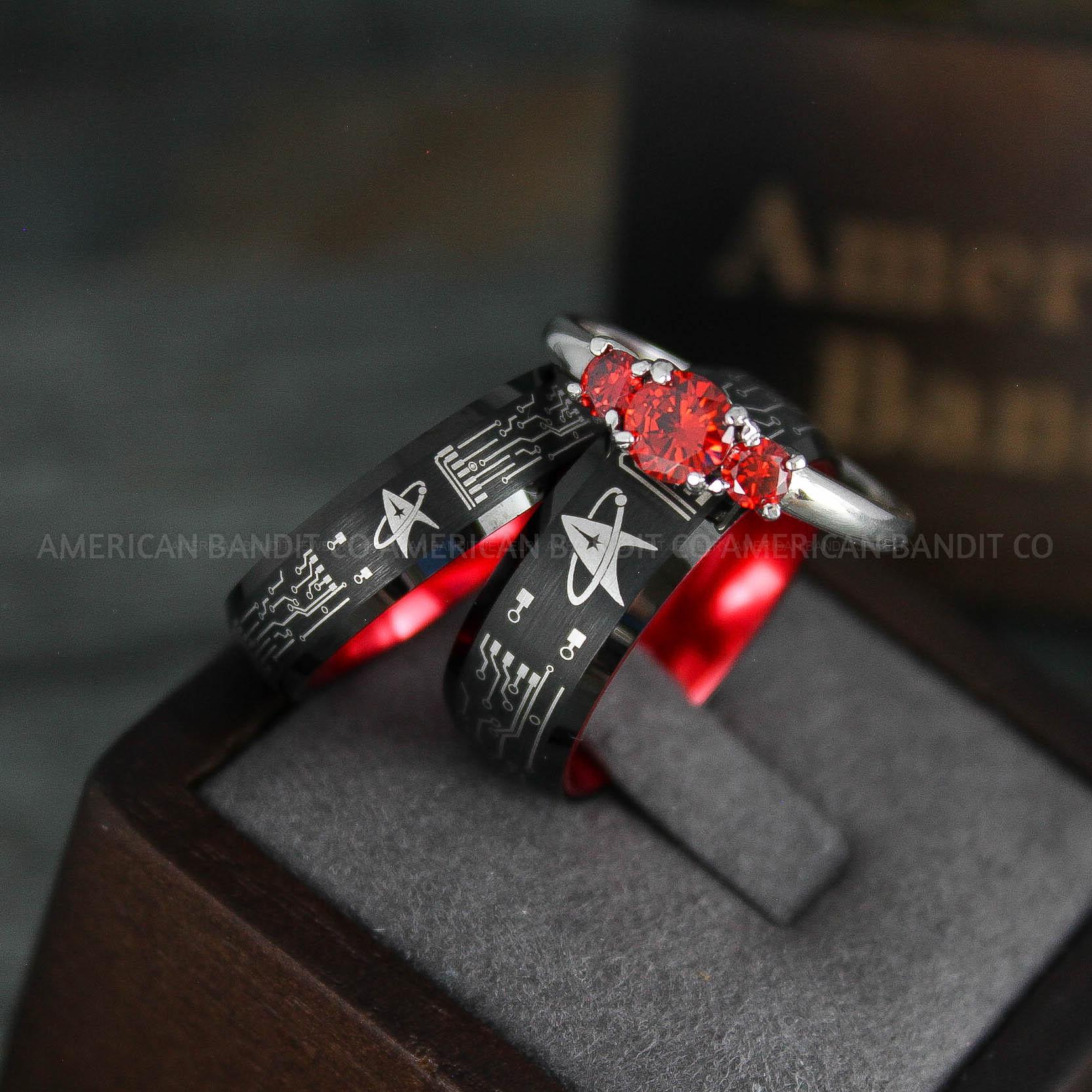 IMG_5339 Star Trek Rings, Star Trek Wedding Bands, Black Star Trek Wedding Rings, Star Trek Wedding Rings, Star Trek Jewelry - Image 1