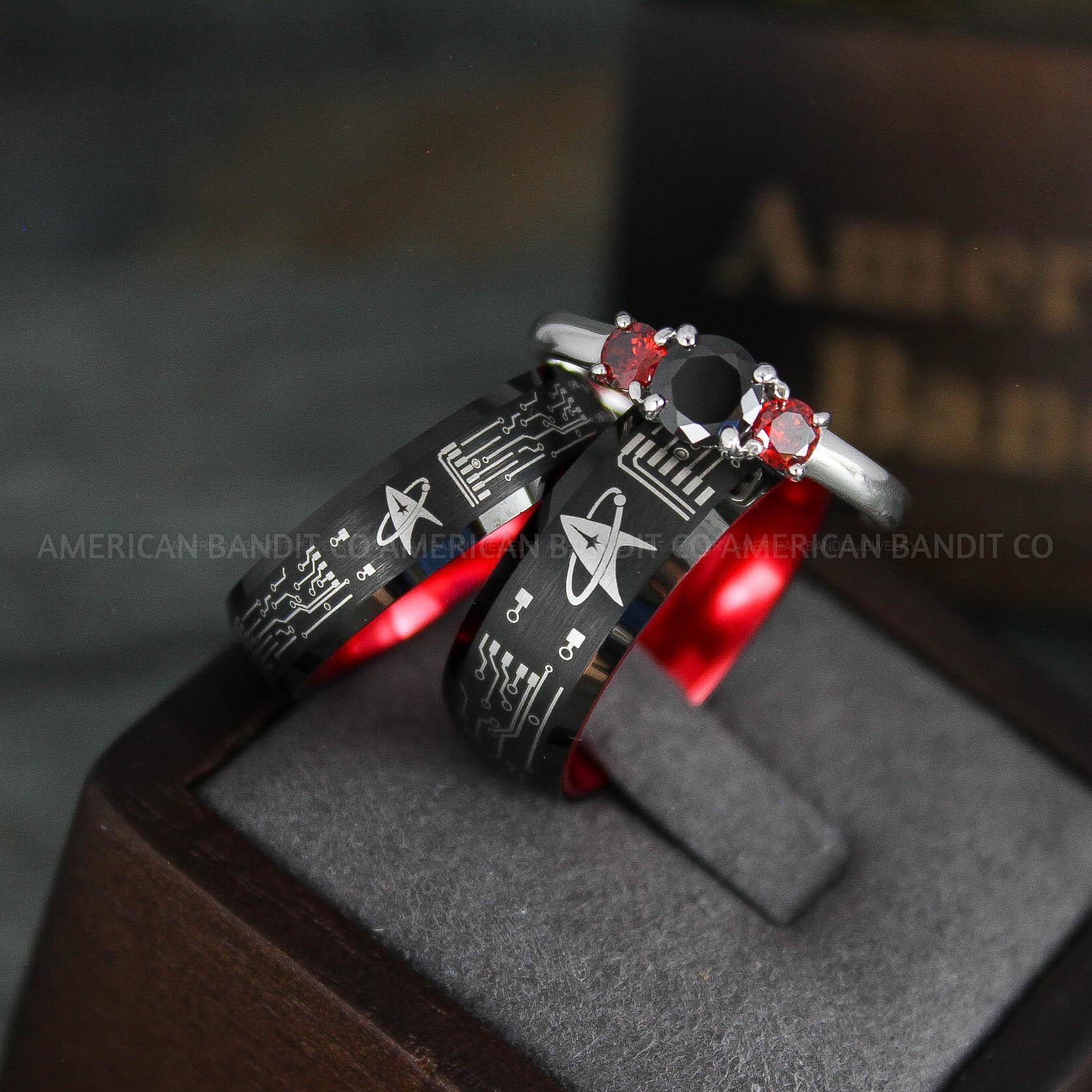 IMG_5340 Star Trek Rings, Star Trek Wedding Bands, Black Star Trek Wedding Rings, Star Trek Wedding Rings, Star Trek Jewelry - Image 1