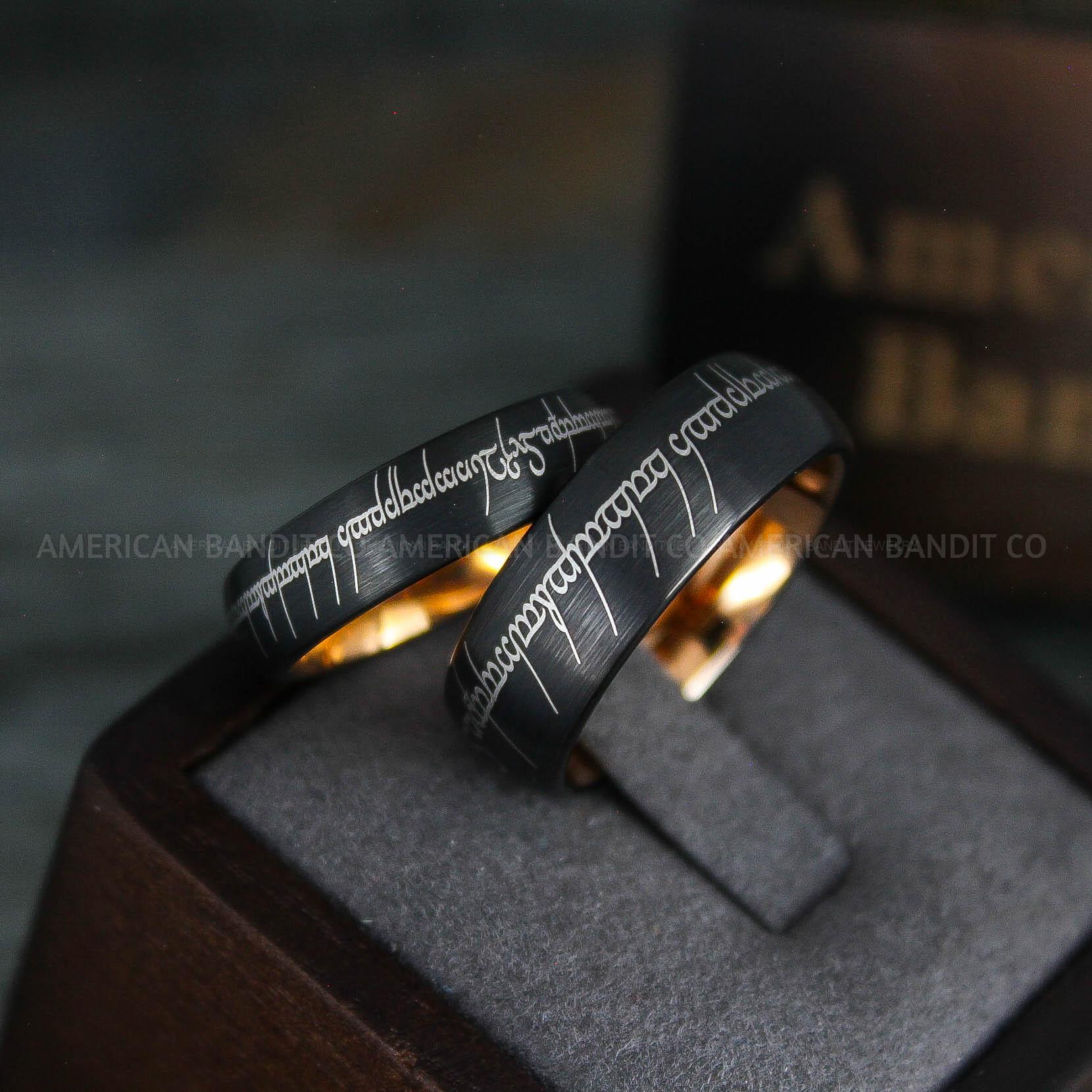 IMG_5360 Elvish Rings, Elvish Wedding Rings, Elvish Wedding Bands, Elvish Jewelry, Black Wedding Rings - Image 1