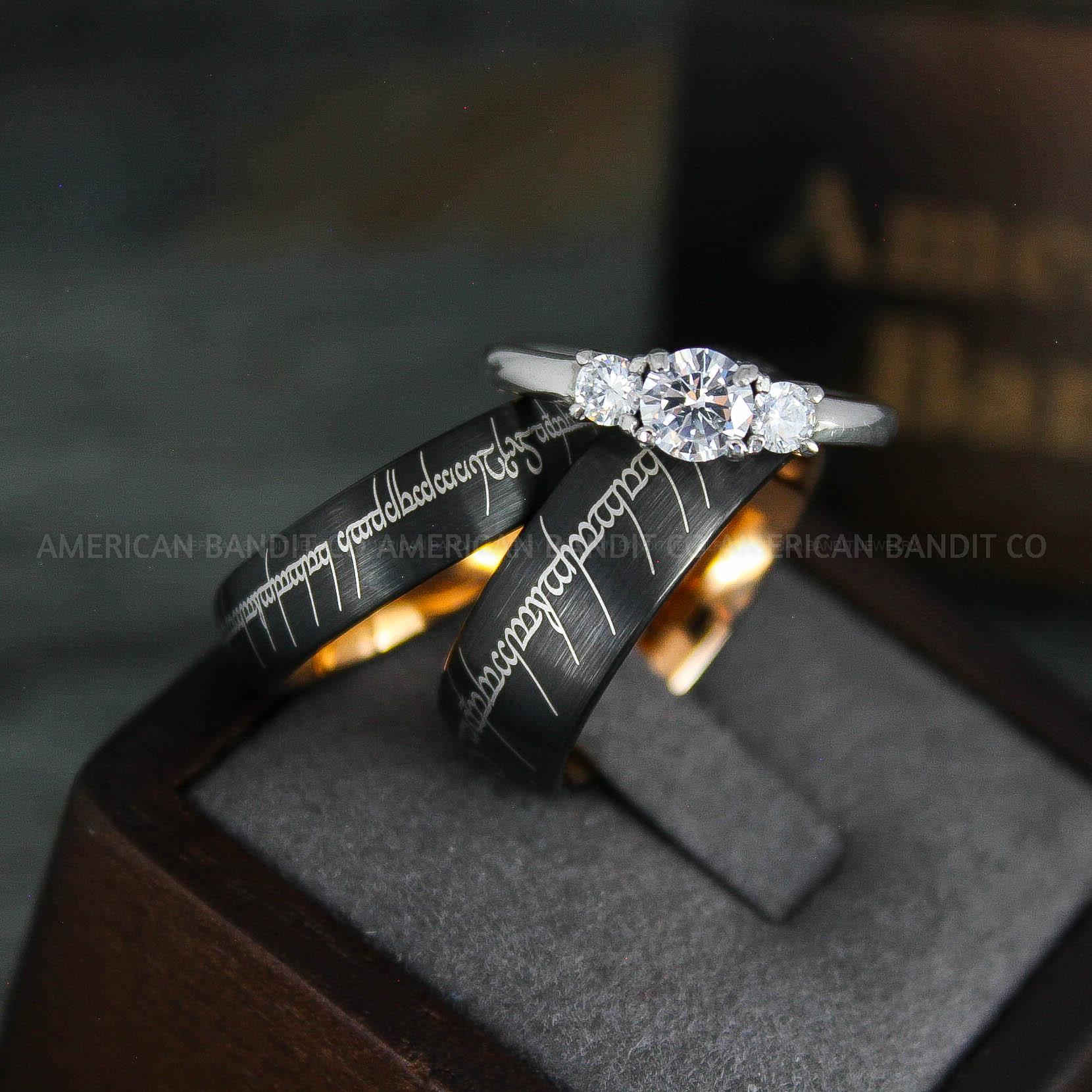 IMG_5362 Elvish Rings, Elvish Wedding Rings, Elvish Wedding Bands, Elvish Jewelry, Black Wedding Rings - Image 1