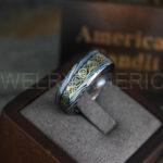 Vikings Ring, Dragon Ring, Dragon Scroll Ring, Vikings Wedding Band, Blue Wedding Band