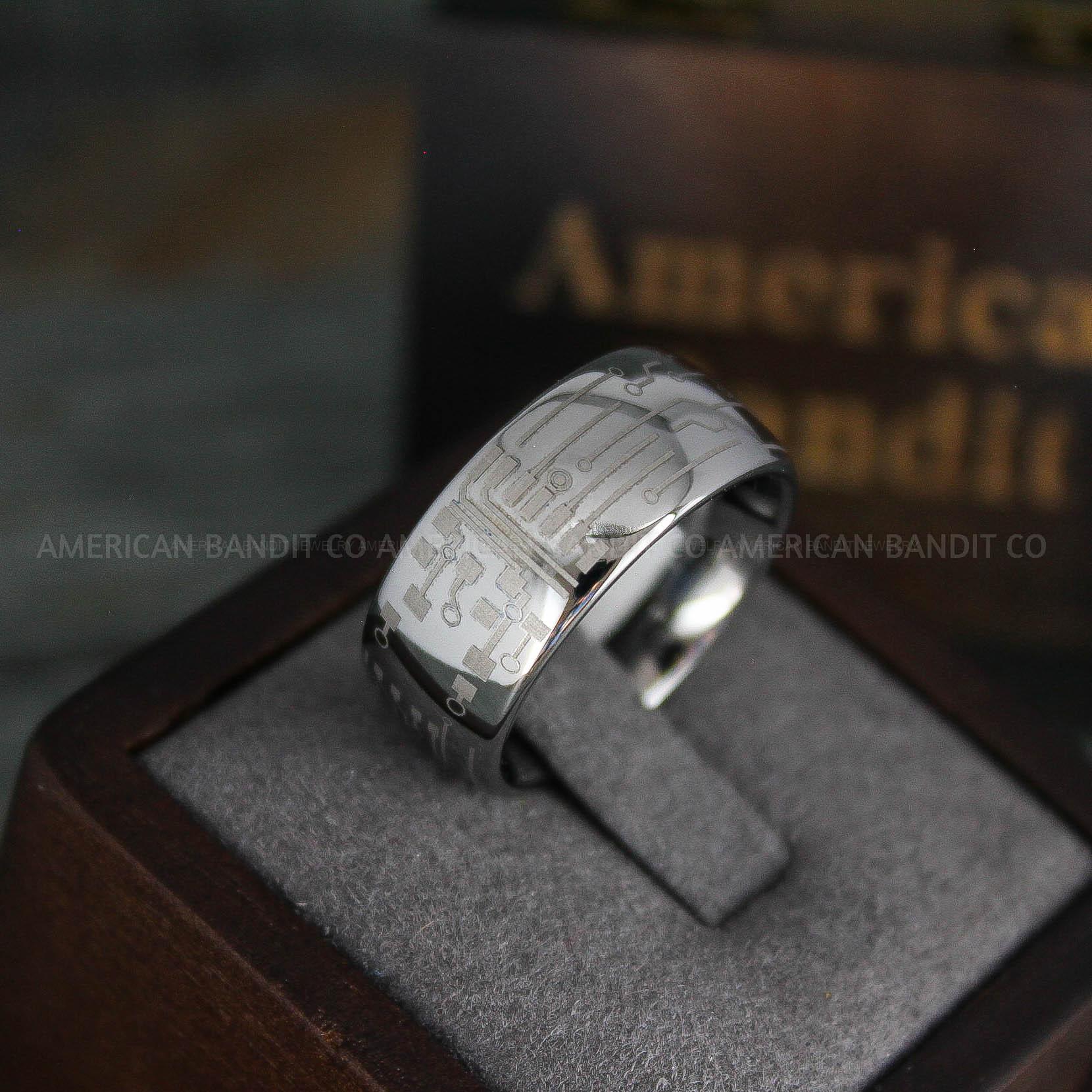 IMG_5379 Circuit Board Ring, Circuit Board Wedding Band, Gamer Ring, Gamer Wedding Band, Silver Wedding Band - Image 1