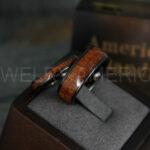 Wood Rings, Wood Wedding Bands, Wood Wedding Rings, 3 Piece Couple Set Tungsten Bands with Wood Inlay, Couple Rings, Matching Wood Rings - Image 2
