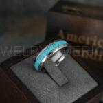 Turquoise Ring, Turquoise Wedding Ring, Turquoise Wedding Band, Turquoise Jewelry, Silver Wedding Ring, Silver Wedding Band, Turquoise Ring - Image 5