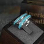 Turquoise Ring, Turquoise Wedding Ring, Turquoise Wedding Band, Turquoise Jewelry, Silver Wedding Ring, Silver Wedding Band, Turquoise Ring - Image 4