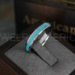 Turquoise Ring, Turquoise Wedding Ring, Turquoise Wedding Band, Turquoise Jewelry, Silver Wedding Ring, Silver Wedding Band, Turquoise Ring - Image 3