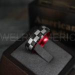 Checkered Flag Ring, Racing Ring, Car Racing Ring, Checkered Flag Pattern Wedding Band