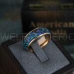 Opal Ring, Opal Wedding Band, Galaxy Ring, Galaxy Wedding Band, Crushed Opal Wedding Ring - Image 3