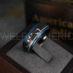 Flying Geese Rings, Geese Wedding Rings, Goose Hunting Ring, Hunting Jewelry, Black Wedding Band, Duck Hunting Goose Hunting Black Duck Band