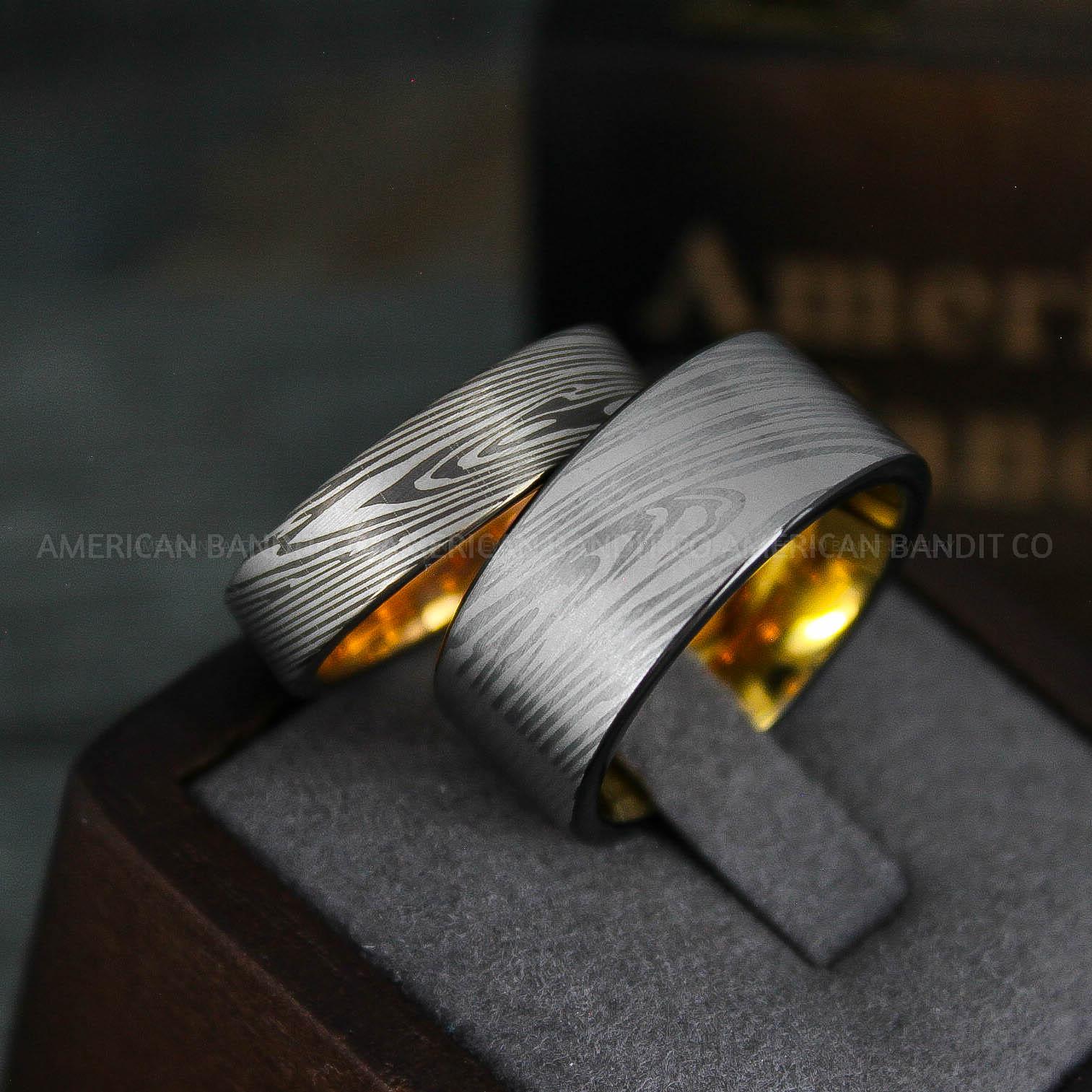 IMG_5478 Damascus Steel Rings, Damascus Steel Wedding Rings, Damascus Steel Wedding Bands, Silver Wedding Rings, Silver Damascus Steel Wedding Rings - Image 1