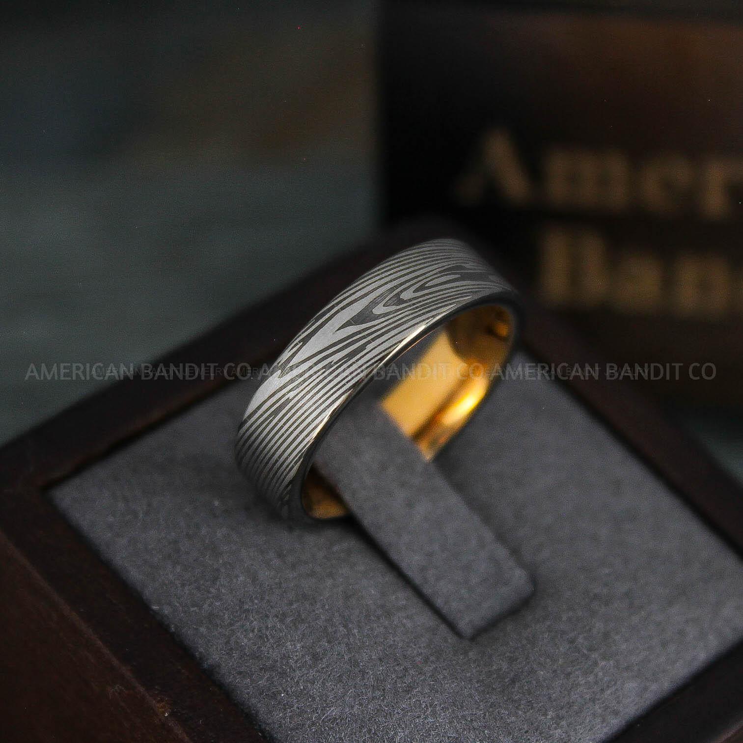 IMG_5479 Damascus Steel Ring, Damascus Steel Wedding Ring, Damascus Steel Wedding Band, Gunmetal Wedding Ring, Gunmetal Damascus Steel Wedding Ring - Image 1