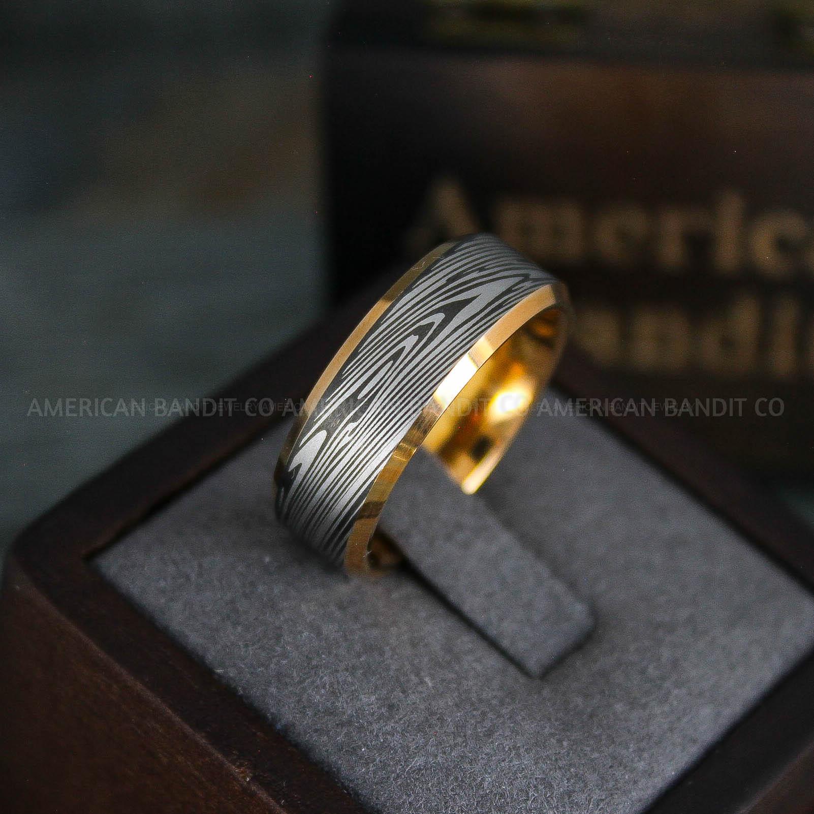 IMG_5484 Damascus Steel Ring, Damascus Steel Wedding Ring, Damascus Steel Wedding Band, Gunmetal Wedding Ring, Gunmetal Damascus Steel Wedding Ring - Image 1