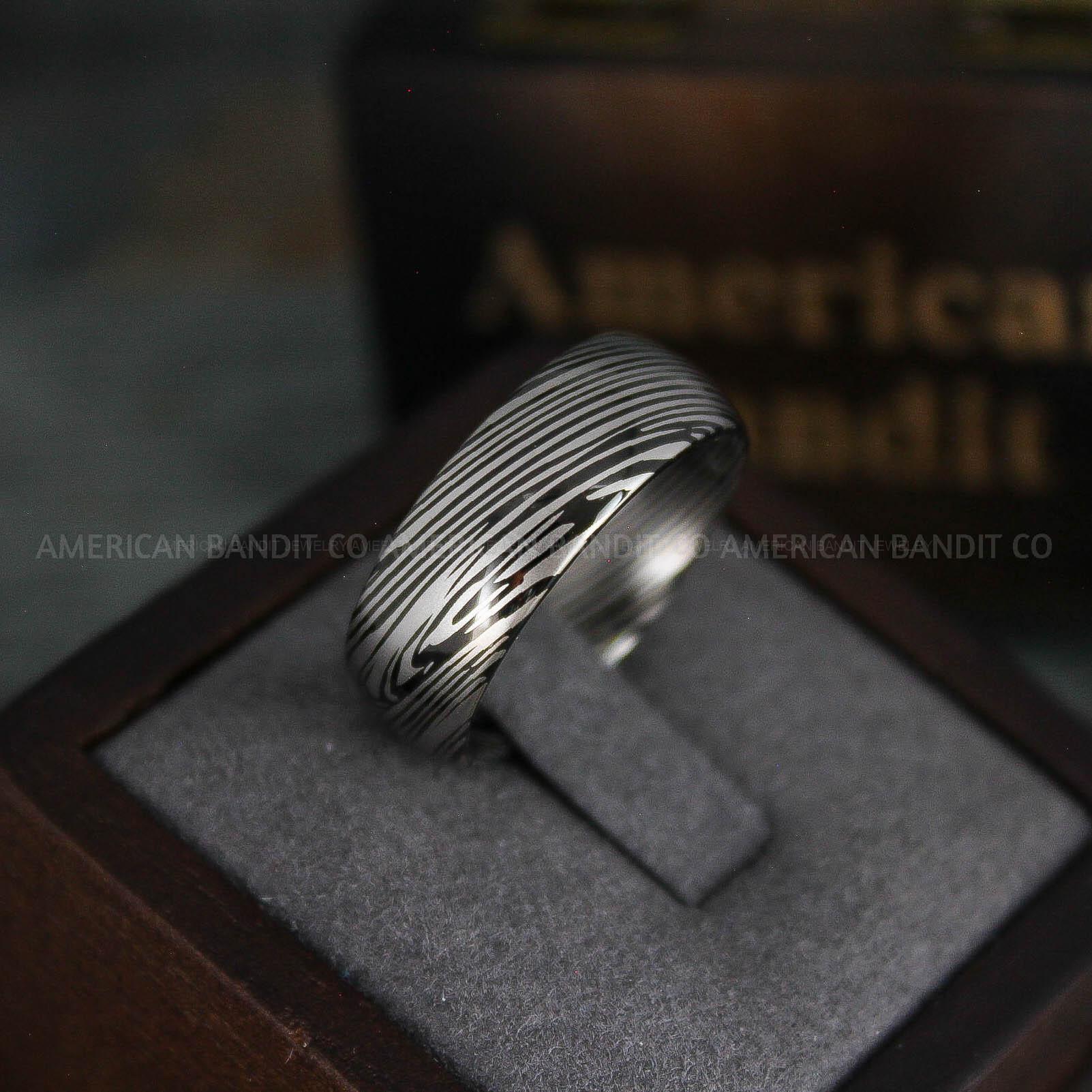 IMG_5489 Damascus Steel Ring, Damascus Steel Wedding Ring, Damascus Steel Wedding Band, Black Wedding Ring, Black Damascus Steel Wedding Ring - Image 1