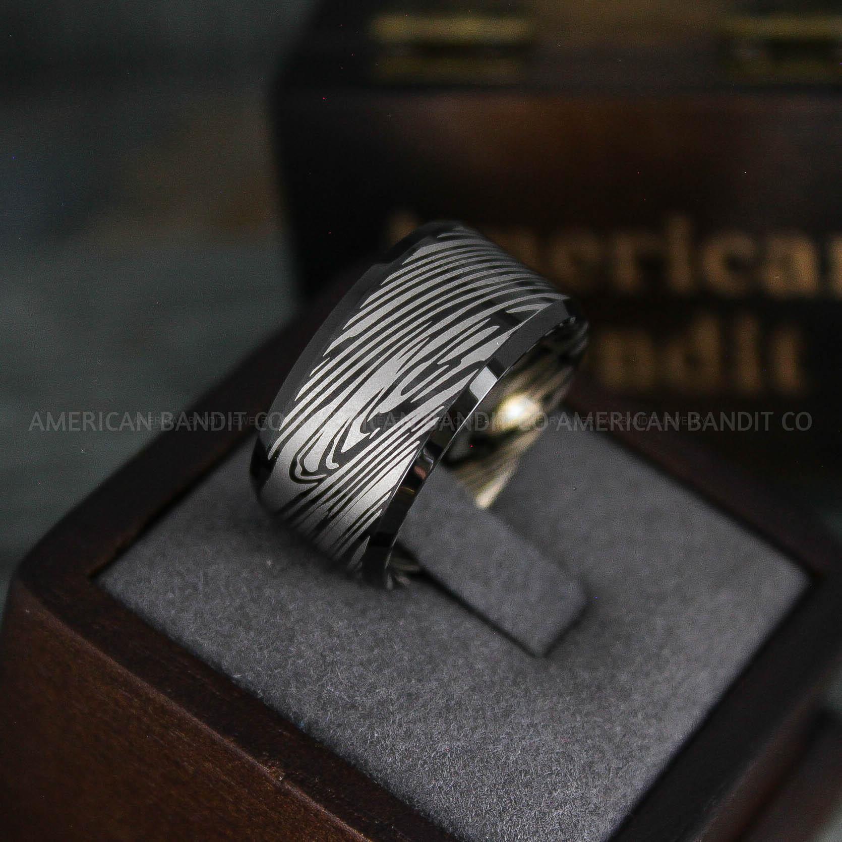IMG_5494 Damascus Steel Ring, 12mm Damascus Steel Wedding Ring, Damascus Steel Wedding Band, Black Wedding Ring, Black Damascus Steel Wedding Ring - Image 1