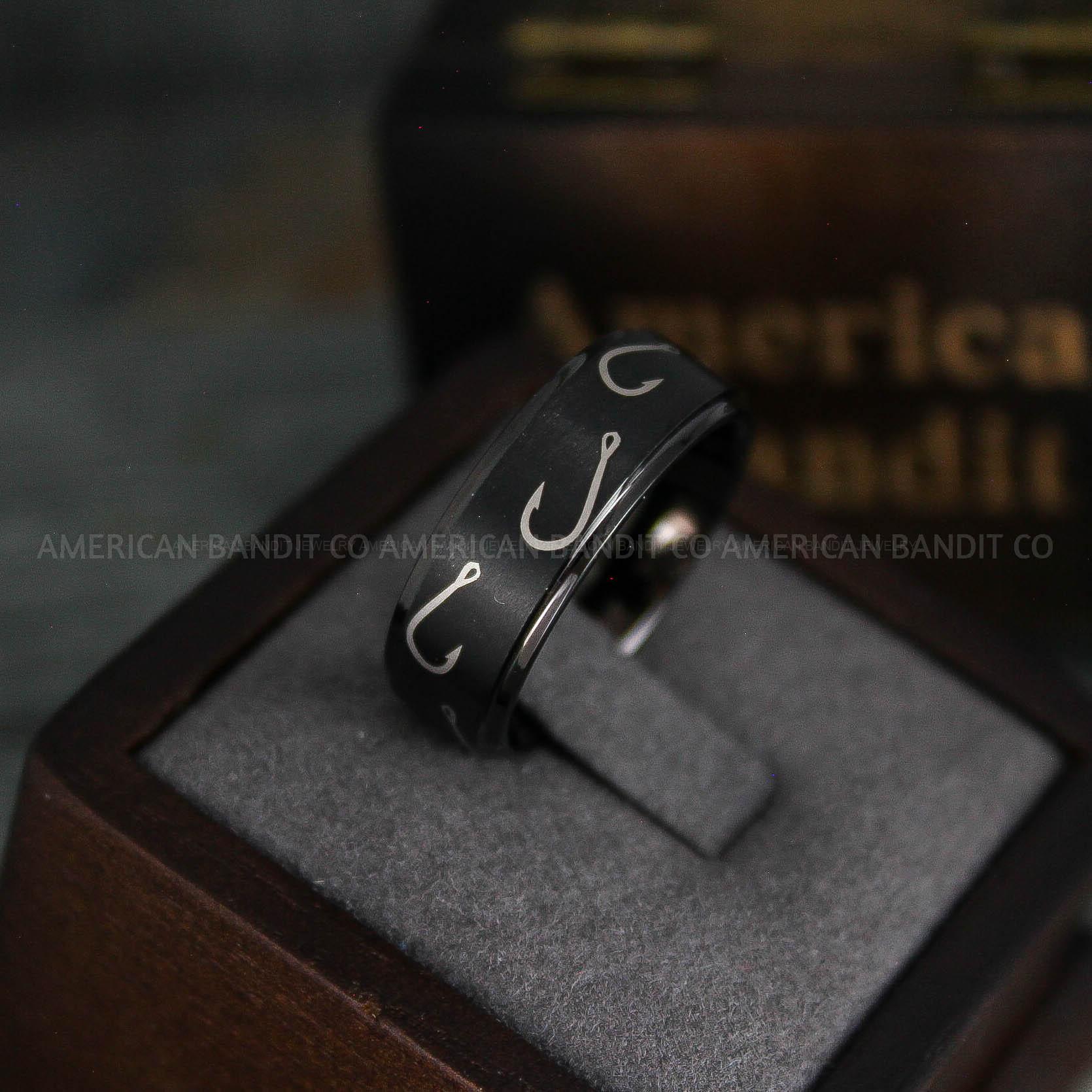 IMG_5496 Fish Hooks Ring, Fishing Ring, Fisherman Ring, Fisherman Jewelry, Fishing Wedding Ring, Fishing Wedding Band - Image 1