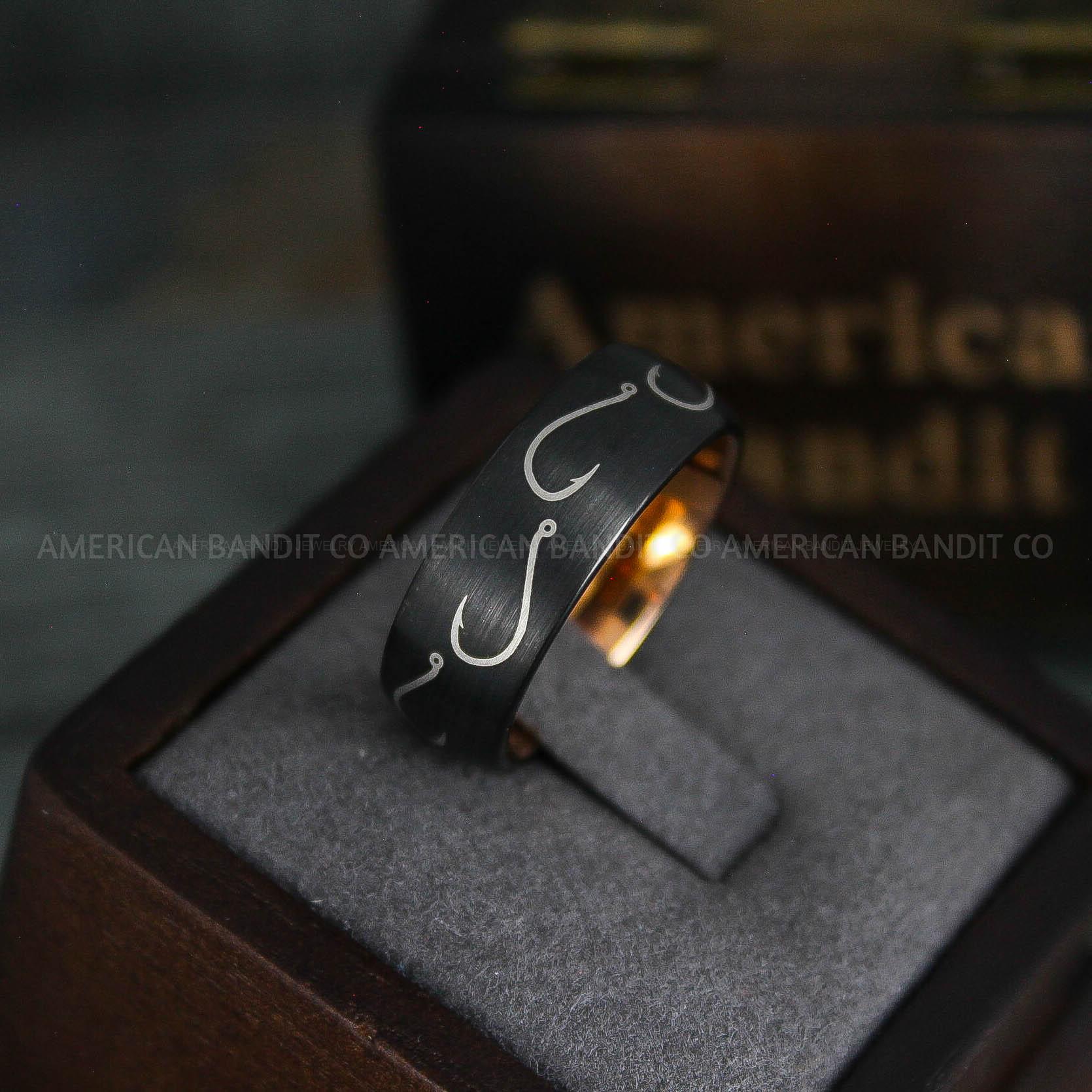 IMG_5497 Fish Hooks Ring, Fishing Ring, Fisherman Ring, Fisherman Jewelry, Fishing Wedding Ring, Fishing Wedding Band - Image 1