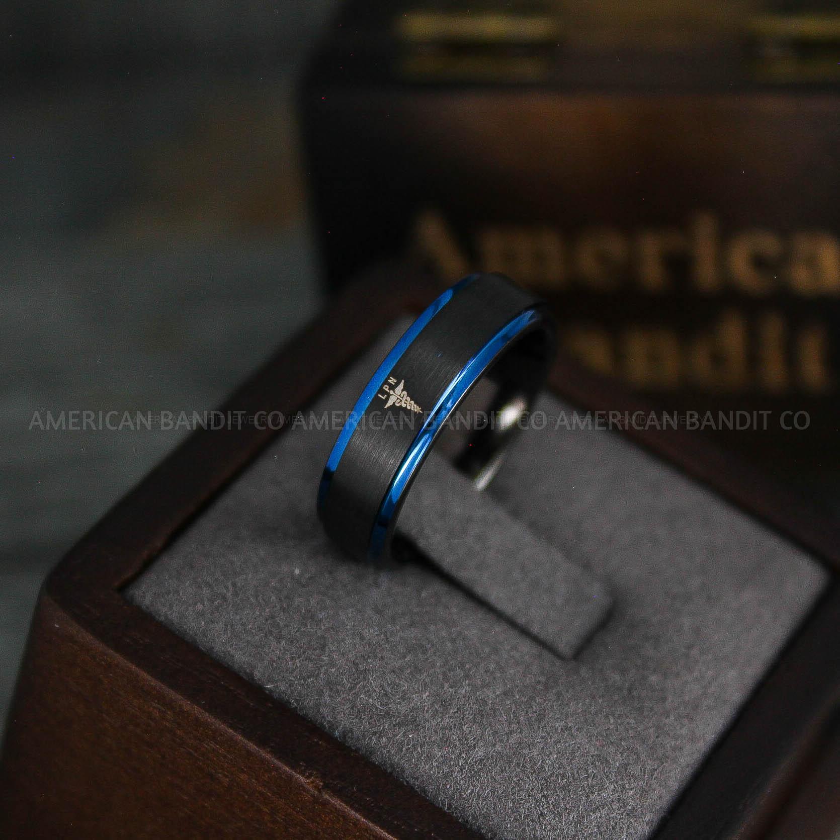 IMG_5501 Nurse Ring, Licensed Practical Nurses Ring, LPN Nurse Wedding Band, LPN Nurse Jewelry, Nurse Jewelry, Black Wedding Band - Image 1