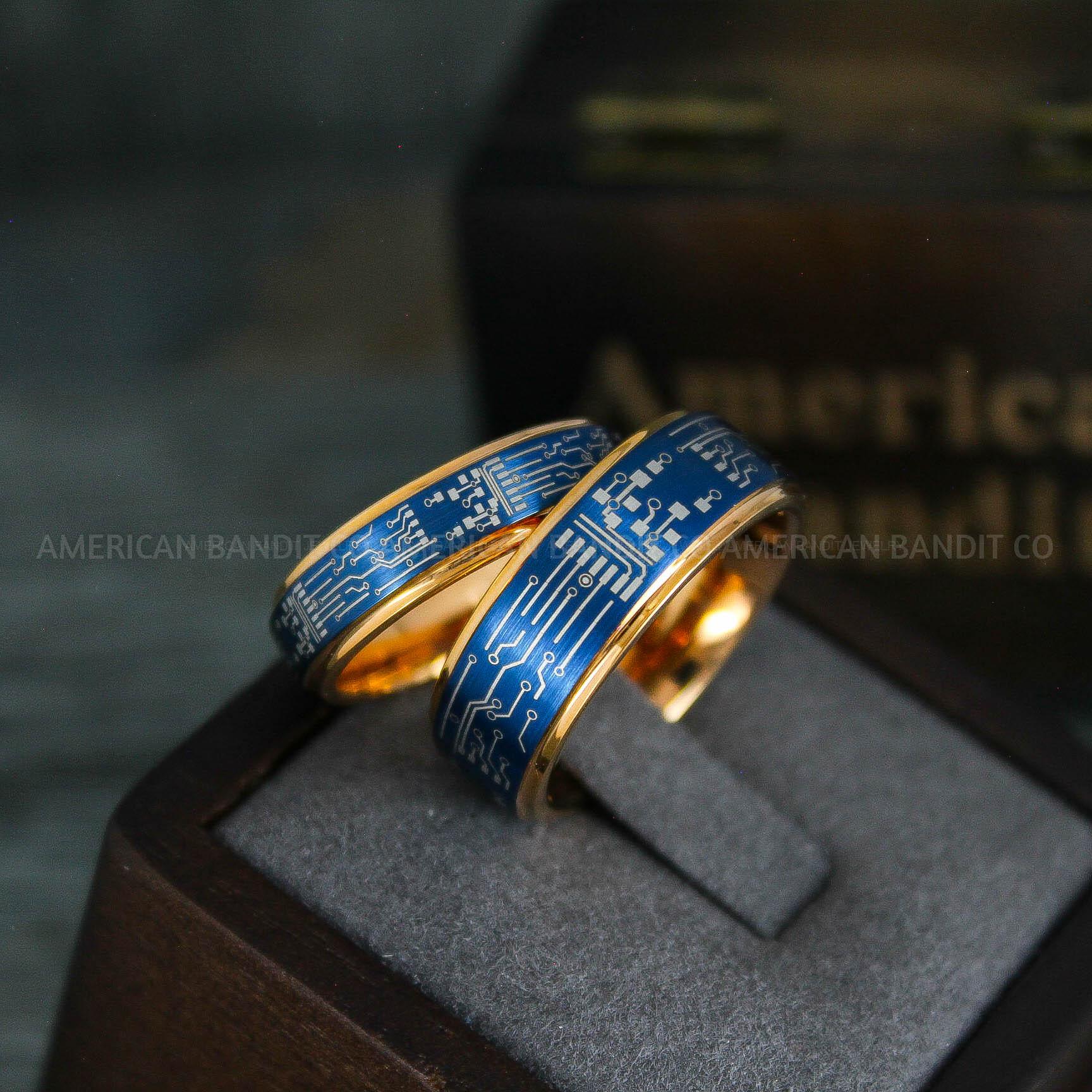 IMG_5508 Circuit Board Rings, Couple Rings, Circuit Board Wedding Bands, Gamer Rings, Gamer Wedding Bands, Gamer Wedding Rings - Image 1