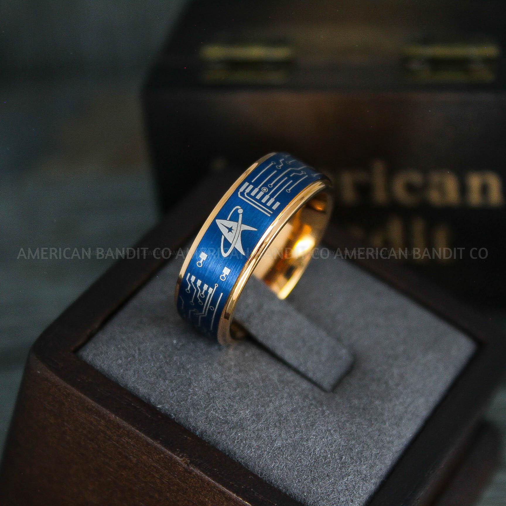 IMG_5509 Star Trek Rings, Star Trek Wedding Bands, Rose Gold Star Trek Wedding Rings, Star Trek Wedding Rings, Star Trek Jewelry - Image 1