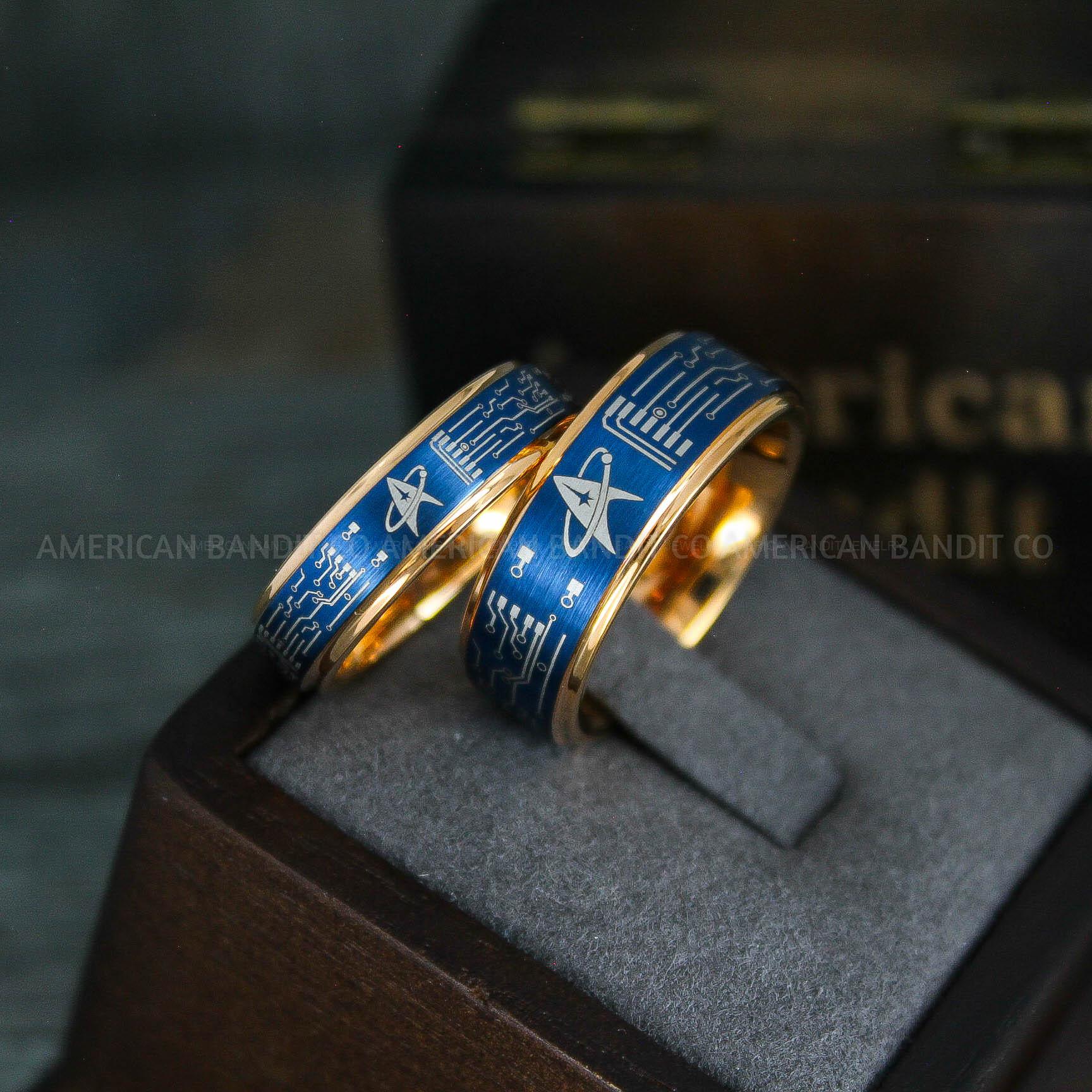 IMG_5510 Star Trek Rings, Star Trek Wedding Bands, Rose Gold Star Trek Wedding Rings, Star Trek Wedding Rings, Star Trek Jewelry - Image 1