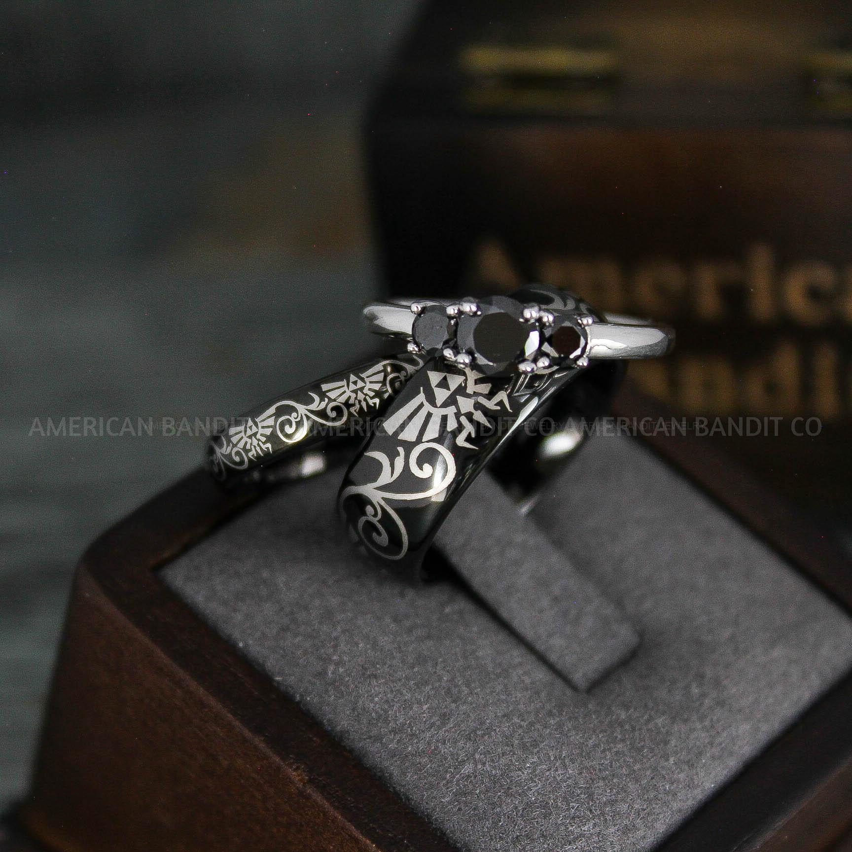 IMG_5516 Zelda Rings, Zelda Wedding Rings, Couple Rings, Gamer Rings, Gamer Jewelry, Zelda Wedding Bands, Gamer Wedding Rings, Black Wedding Rings - Image 1