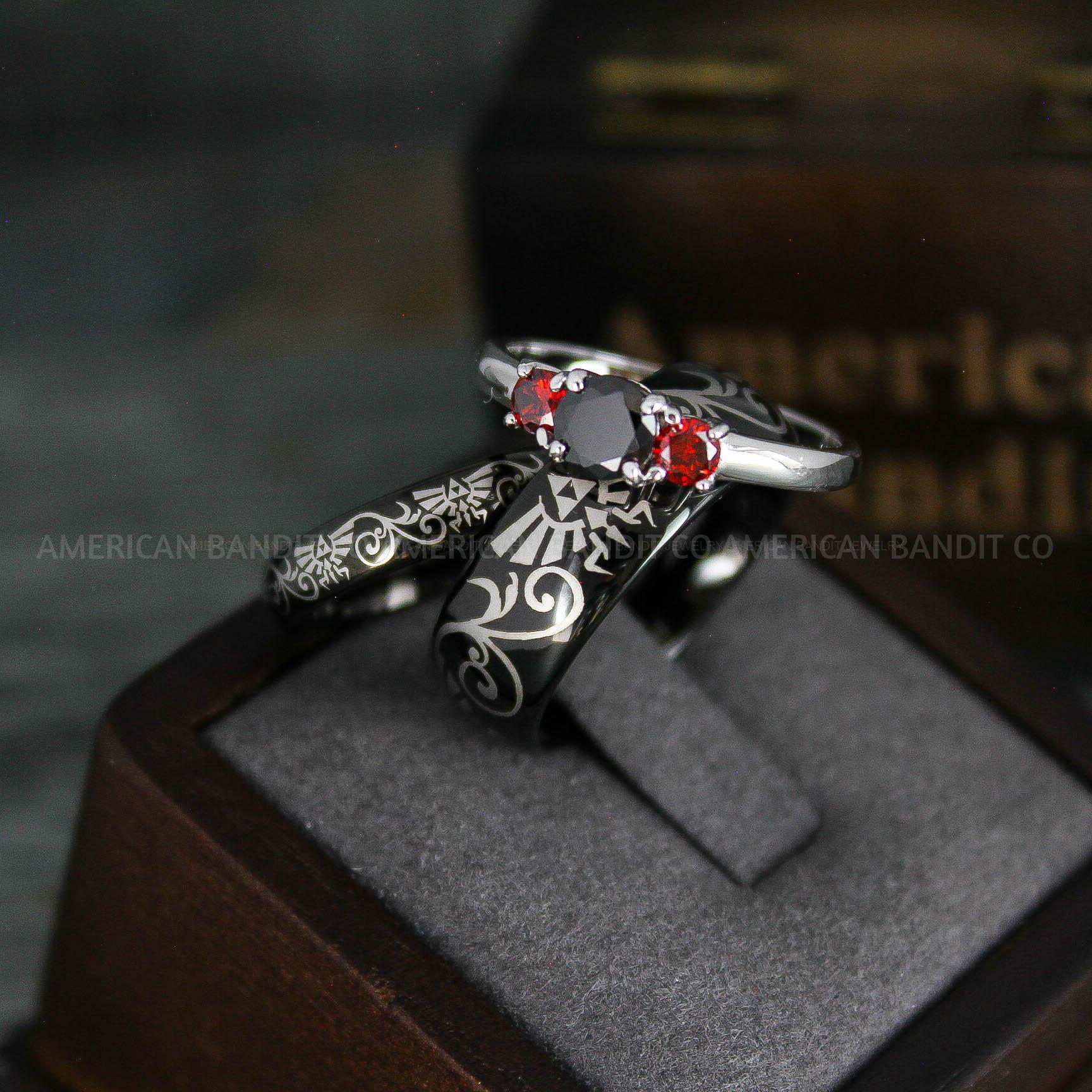 IMG_5518 Zelda Rings, Zelda Wedding Rings, Couple Rings, Gamer Rings, Gamer Jewelry, Zelda Wedding Bands, Gamer Wedding Rings, Black Wedding Rings - Image 1