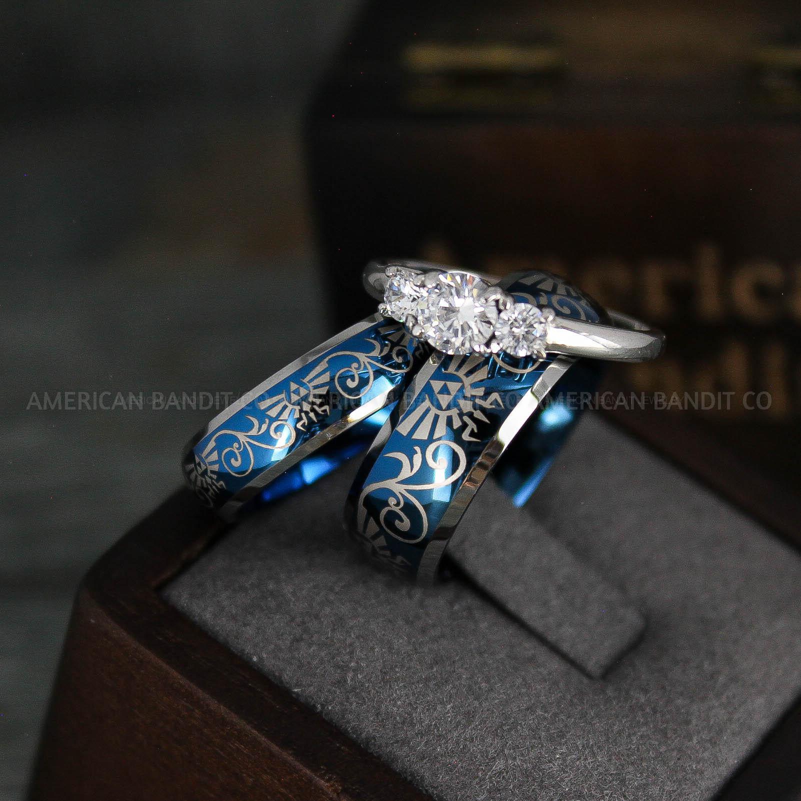 IMG_5523 Zelda Rings, Zelda Wedding Rings, Couple Rings, Gamer Rings, Gamer Jewelry, Zelda Wedding Bands, Gamer Wedding Rings, Blue Wedding Rings - Image 1
