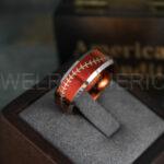 Baseball Ring, Baseball Wedding Ring, Baseball Wedding Band, Red Ring, Red Wedding Band, Red Baseball Wedding Band, Baseball Jewelry